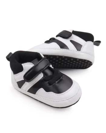 Pantofi Sport  Casual, Piele ecologica, Baieti, Fete, Siret, Velcro, Alb, Negru, Alb/Negru