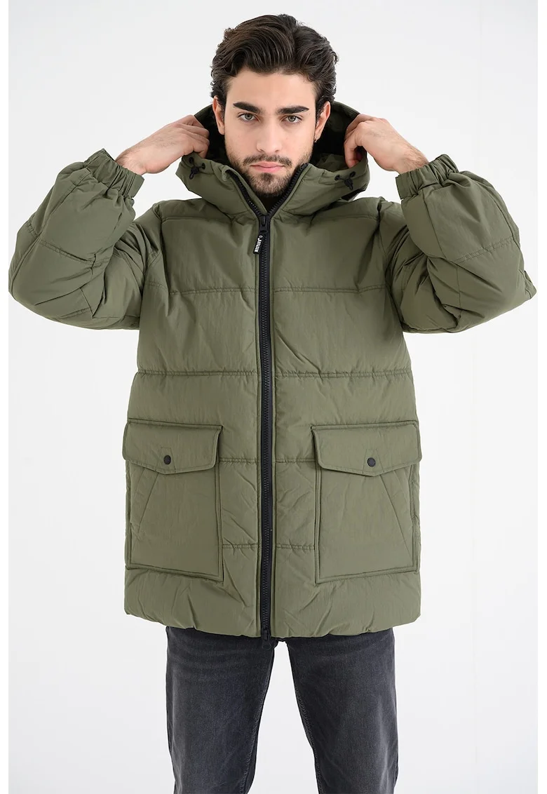 Geaca cu vatelina si buzunare cu clapa Oakfield, Verde