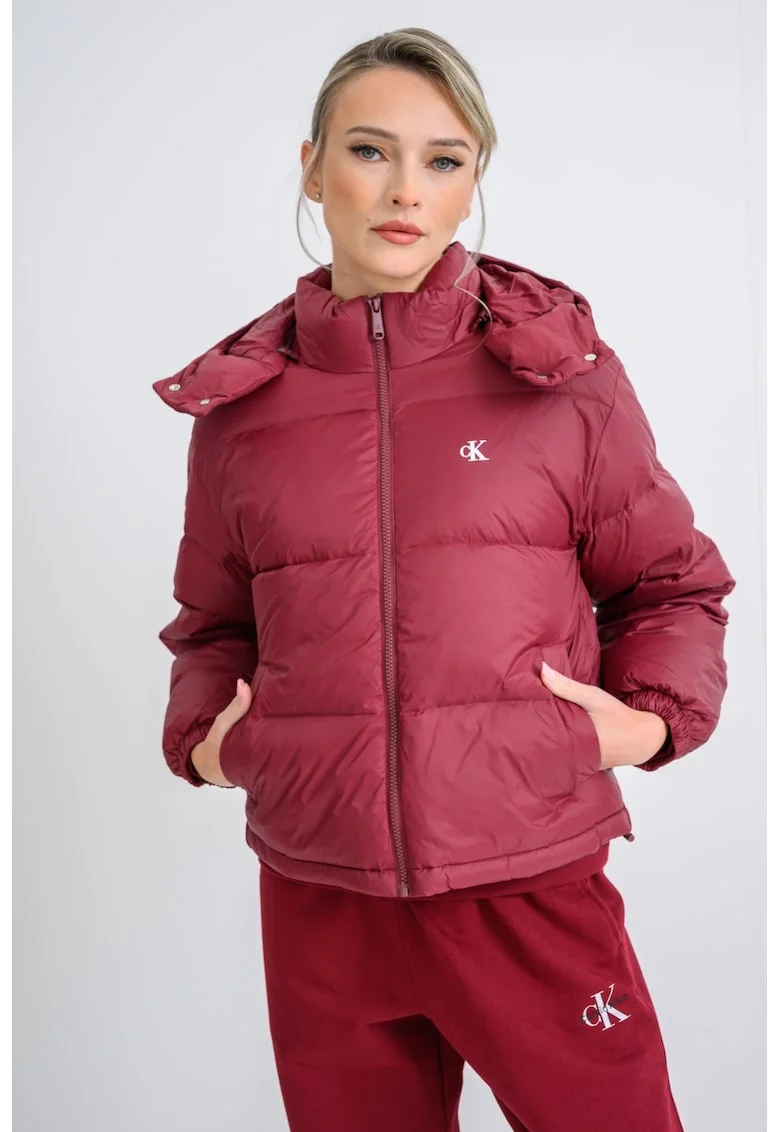 Geaca relaxed fit cu umplutura de puf, Visiniu
