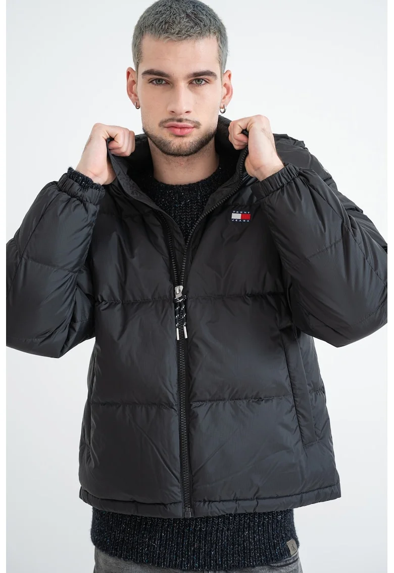Geaca regular fit cu logo, Negru