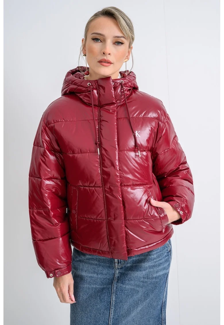 Geaca relaxed fit cu mansete elastice, Visiniu