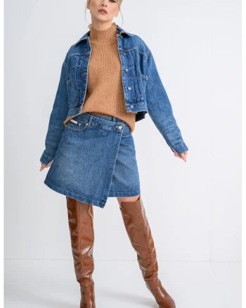 Jacheta din denim cu nasturi, Albastru