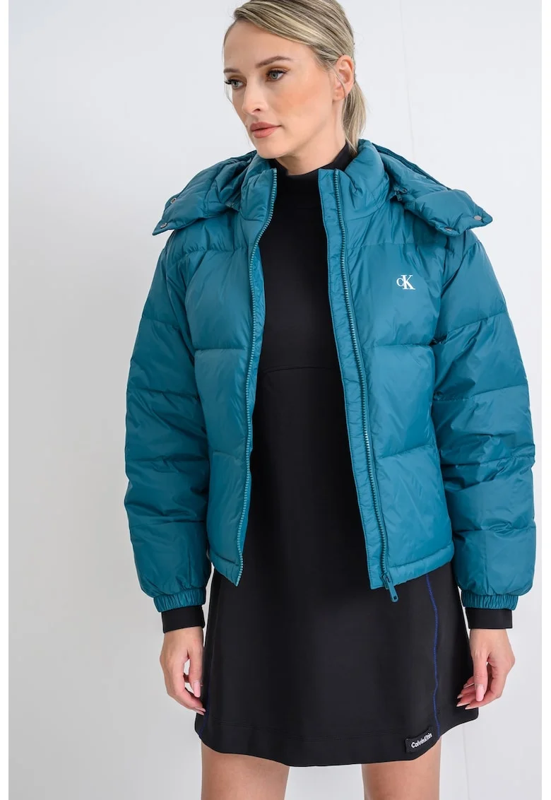 Geaca relaxed fit cu umplutura de puf, Verde petrol