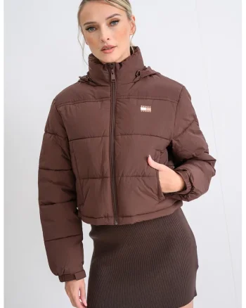 Jacheta bufanta crop cu guler, Maro scortisoara