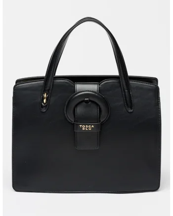 Geanta shopper din piele ecologica, Negru