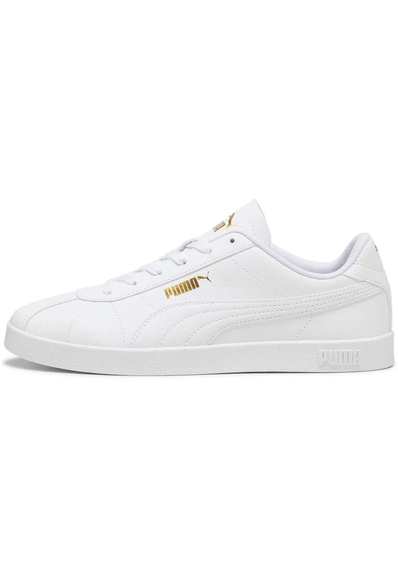 Pantofi sport Club II unisex de piele ecologica cu logo, Alb