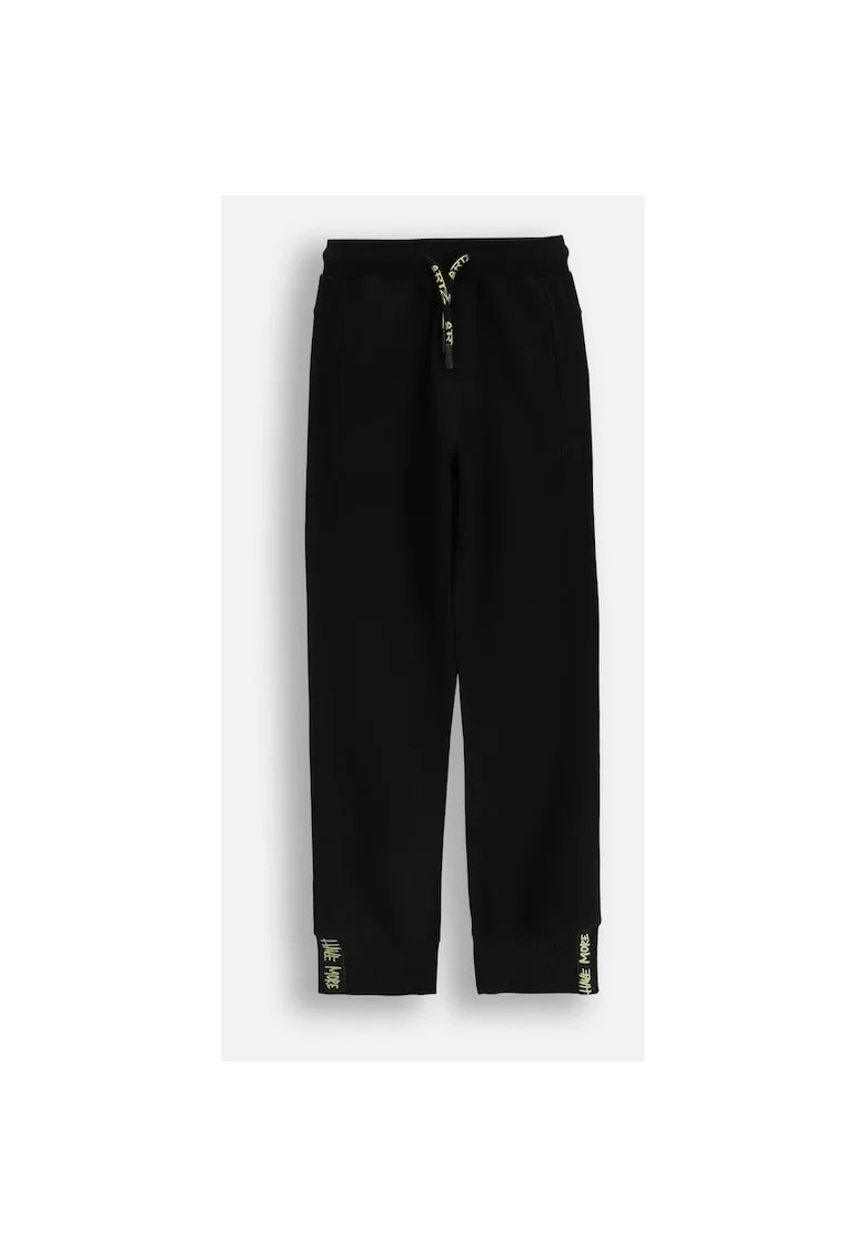 Pantaloni de trening cu snur in talie si model text