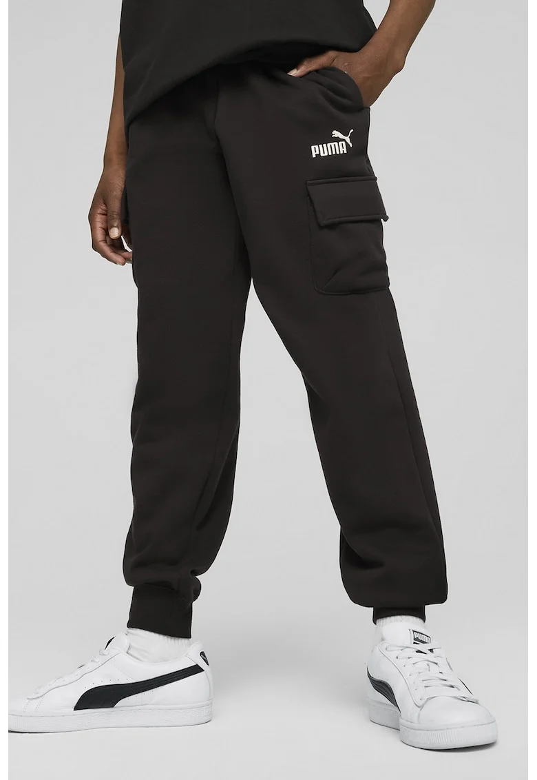Pantaloni cargo cu talie elastica, Negru