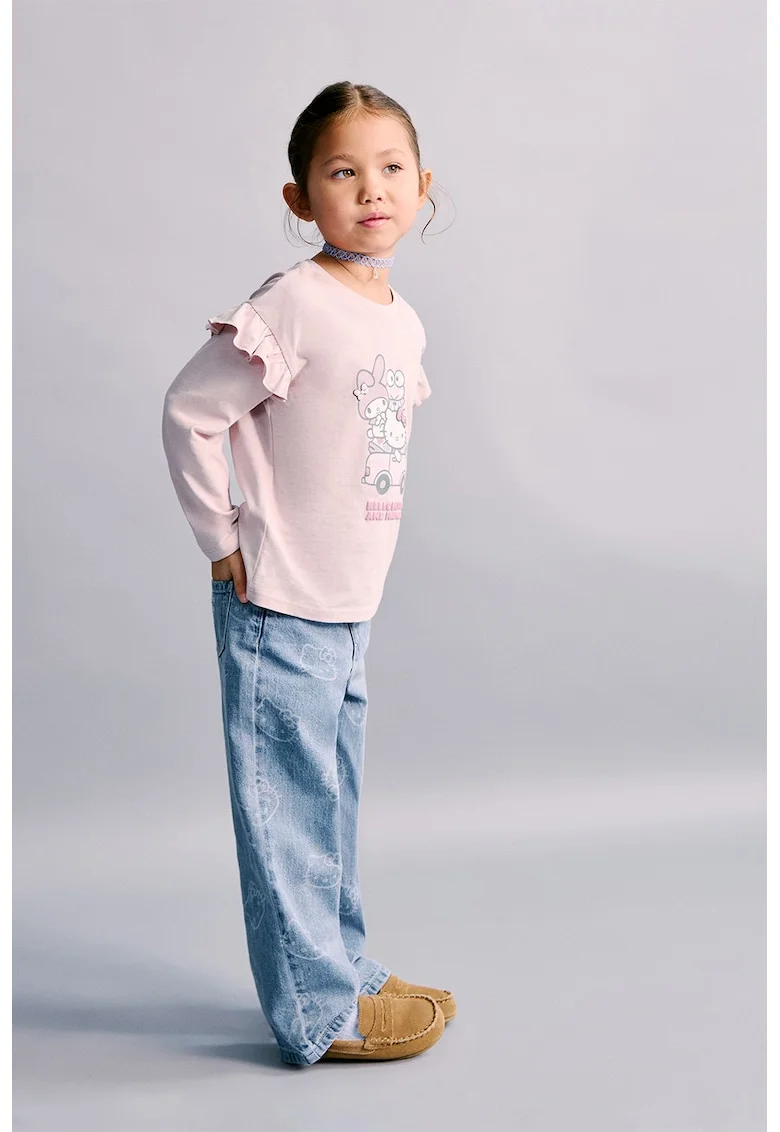 Blugi cu model hello Kitty, Albastru melange