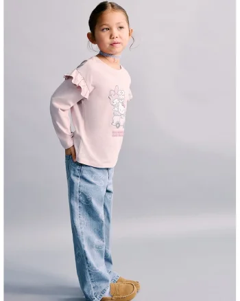 Blugi cu model hello Kitty, Albastru melange