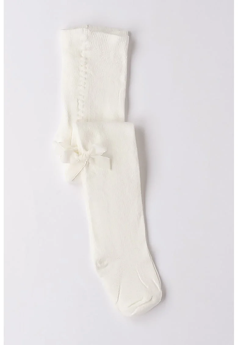 Sosete lungi din amestec de bumbac, Alb fildes