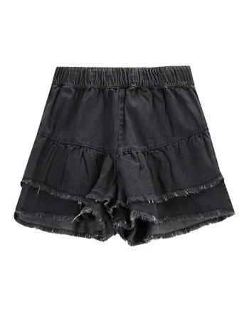 Pantaloni scurti din denim fete  WC5119401TGJ, Bumbac, Negru, Negru