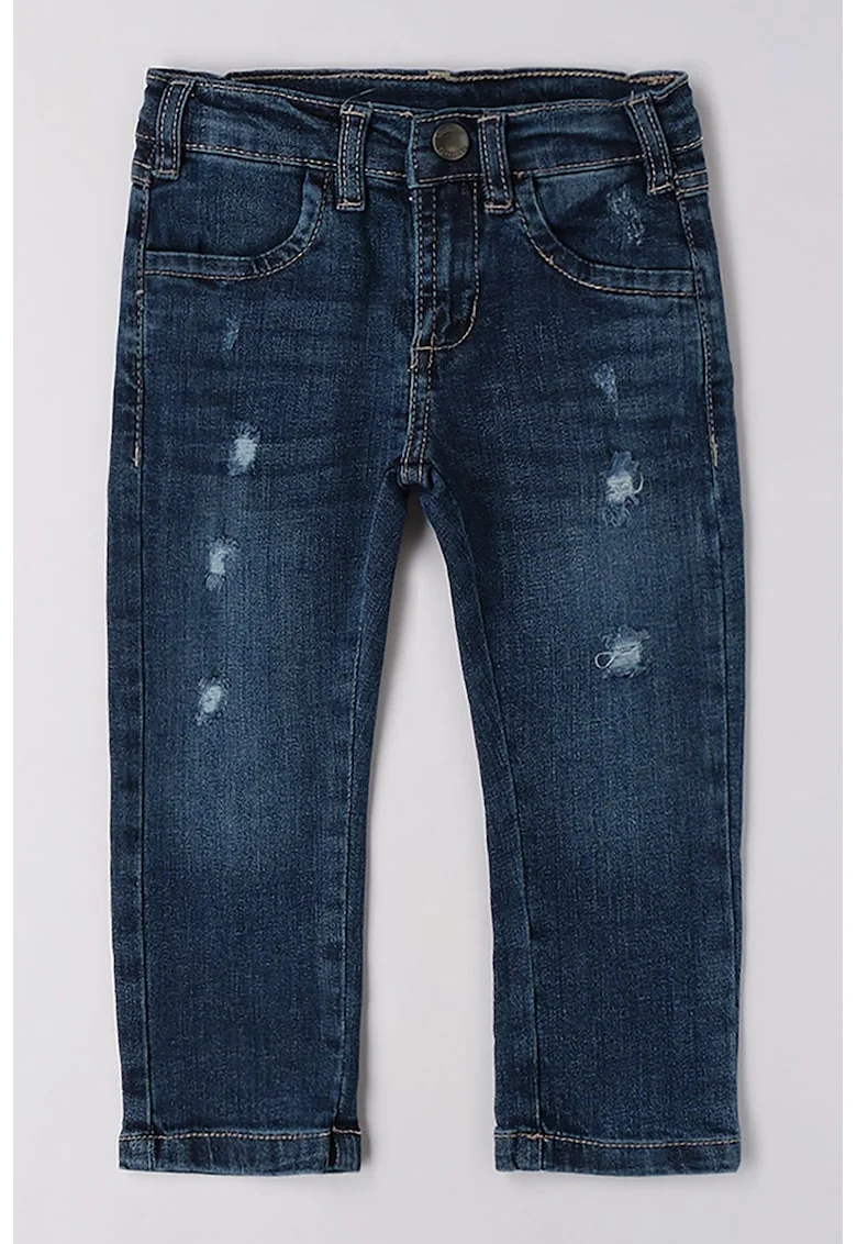 Blugi slim fit cu aspect deteriorat, Bleumarin