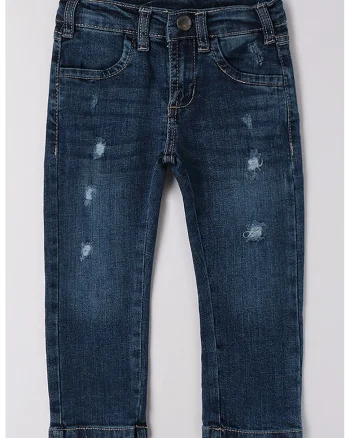 Blugi slim fit cu aspect deteriorat, Bleumarin