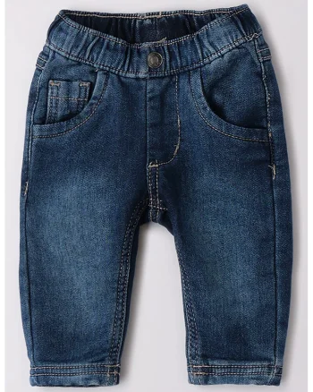 Blugi relaxed fit cu talie elastica, Albastru inchis