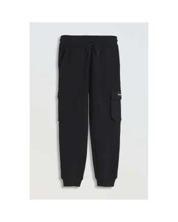 Pantaloni de trening din amestec din bumbac cu buzunare