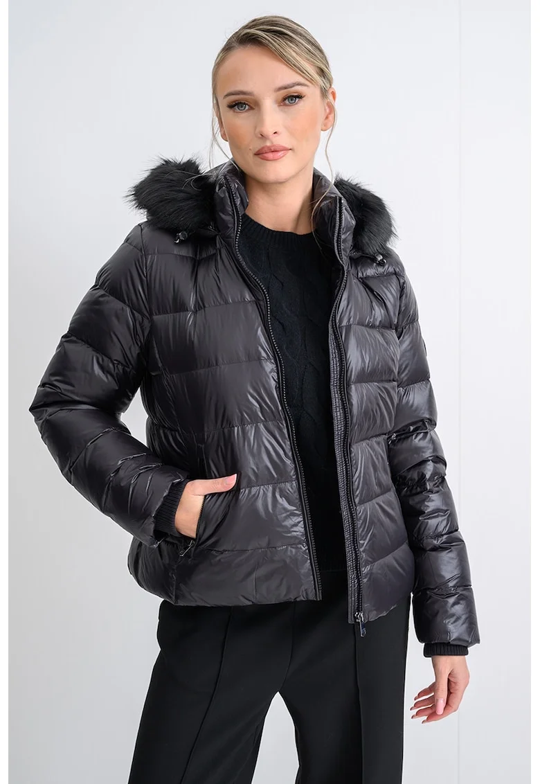 Geaca slim-fit cu umplutura de puf, Negru