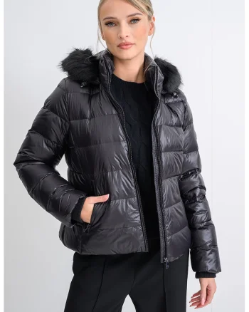 Geaca slim-fit cu umplutura de puf, Negru