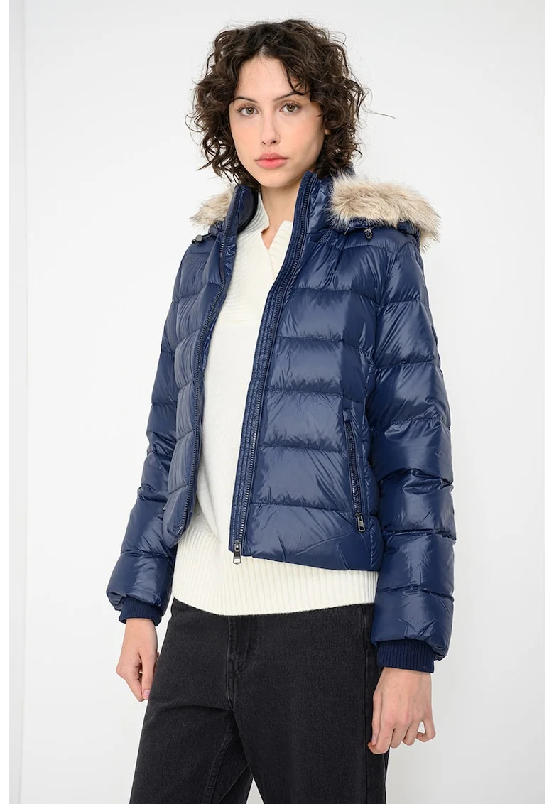 Geaca slim-fit cu umplutura de puf, Albastru inchis
