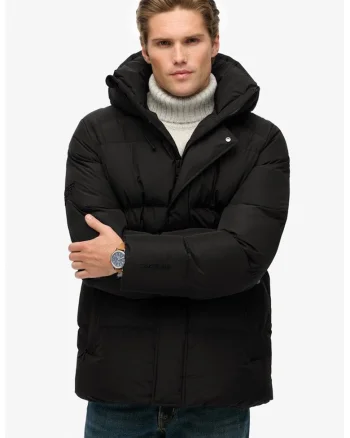 Geaca regular fit cu gluga ajustabila, Negru