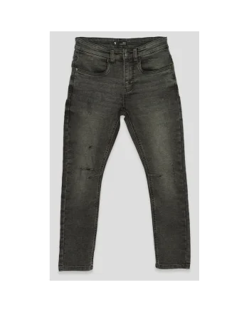 Blugi rupti slim fit usor decolorati,