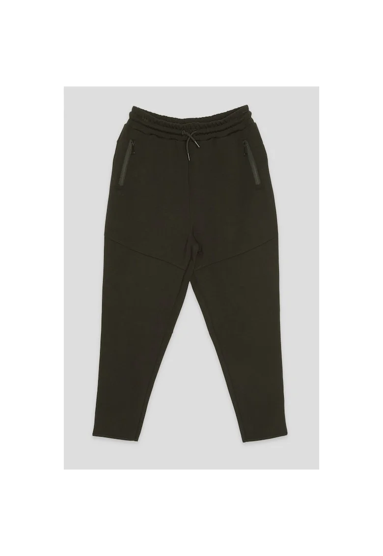 Pantaloni de trening cu croiala lejera si buzunare cu fermoar