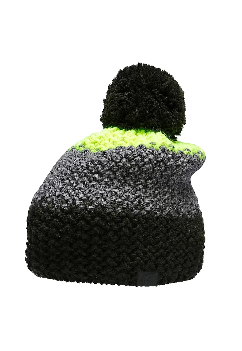 Caciula copii cu pompon,  HJZ22 JCAM006 72N, Acril/Lana,, Verde/Negru