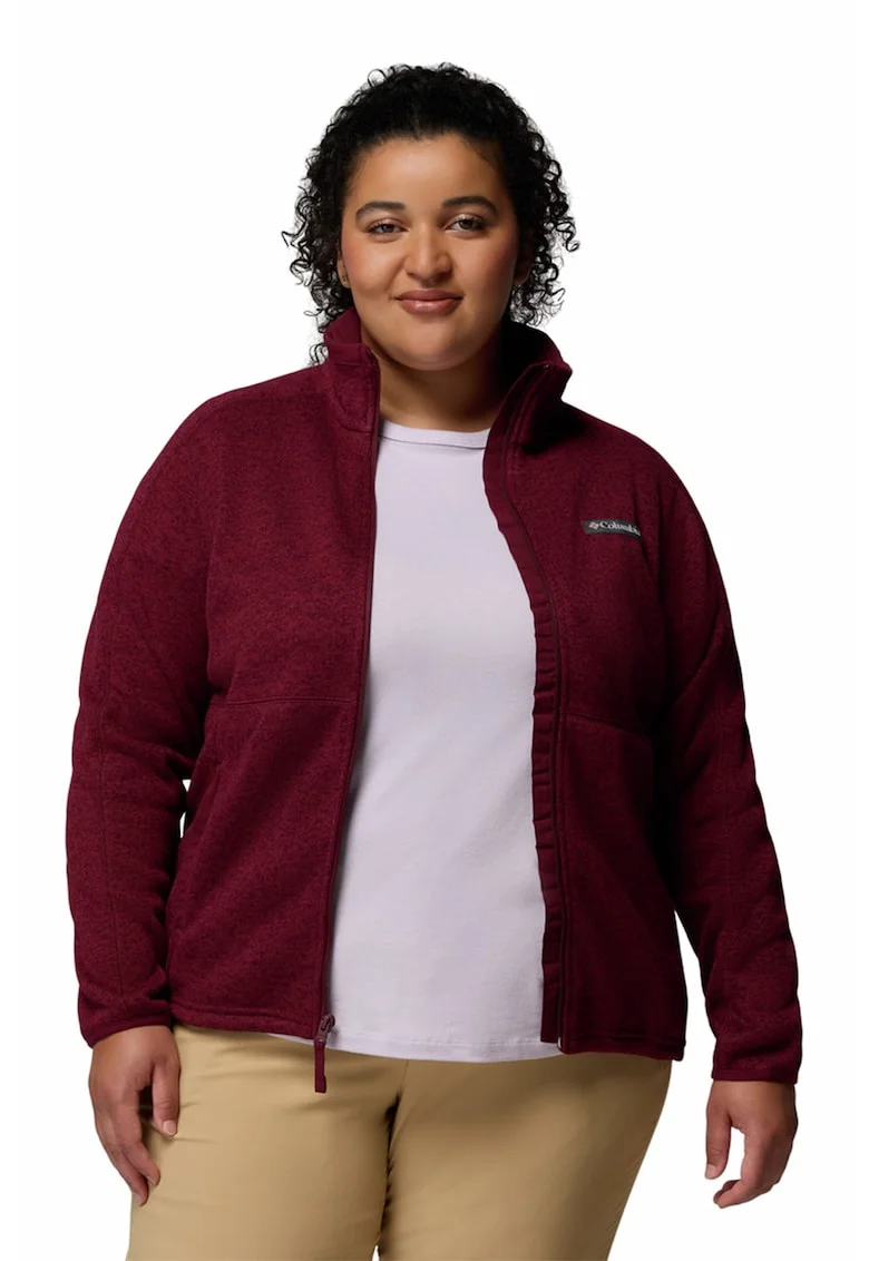 Bluza cu fermoar, pentru trekking, Rosu inchis