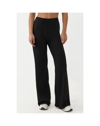 Pantaloni sport dama,  croiala relaxata, picior drept, negru, textil