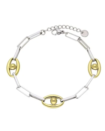 Bratara Bicolora Inox 6061,  Argintiu/Auriu
