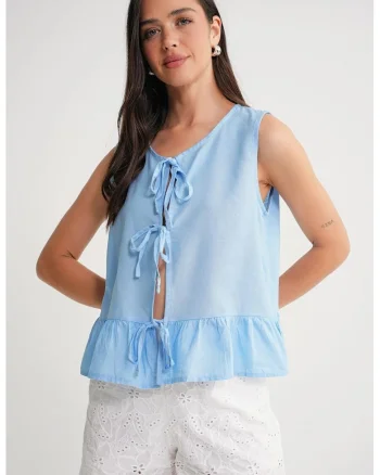 Maiou  volane nod in fata, Albastru, textil, Albastru