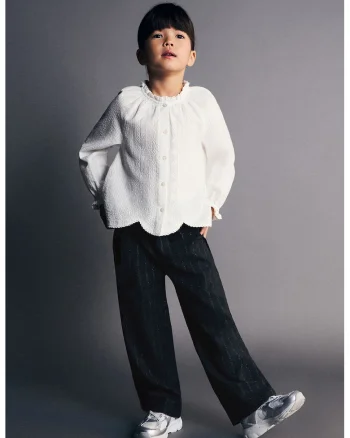 Pantaloni drepti cu cordon in talie si model, Negru stins