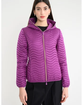 Jacheta cu gluga si aspect matlasat, Violet