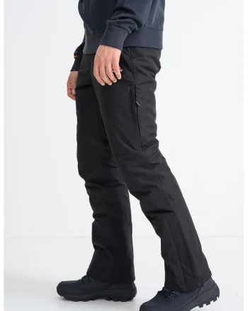 SUPERDRY, Pantaloni slim fit cu slituri laterale pentru ski, Negru