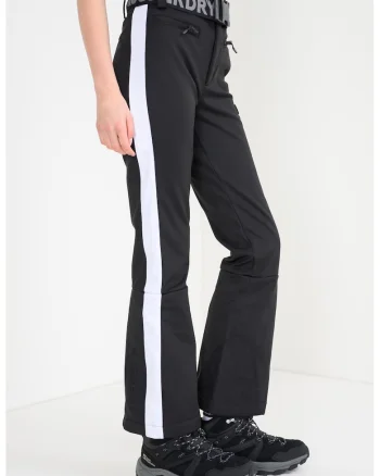 SUPERDRY, Pantaloni impermeabili cu cordon cu model logo in talie pentru ski Luxe, Negru
