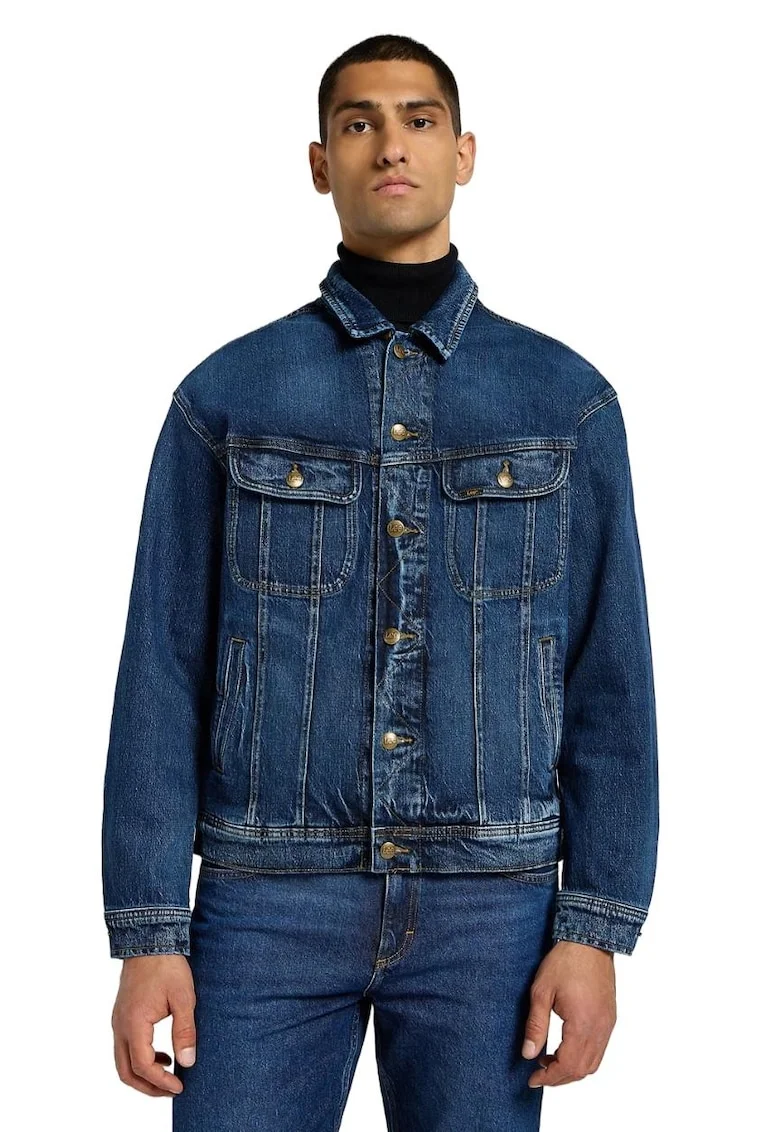 Jacheta barbati  denim albastru, croiala lejera, doua buzunare inserate, bumbac/elastan,