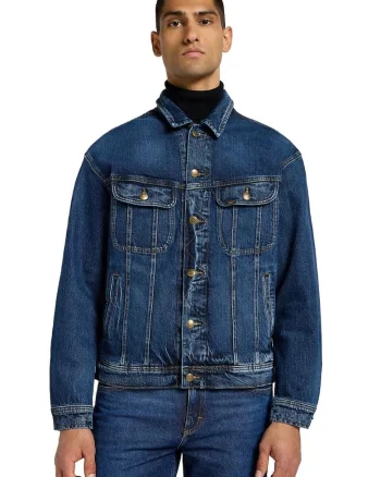 Jacheta barbati  denim albastru, croiala lejera, doua buzunare inserate, bumbac/elastan,