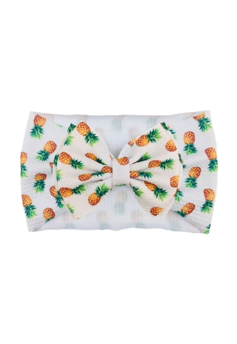 Bentita lata  Model 21 AL 17729 cu fundita cu imprimeu, Fete, Textil, 6-12 luni, Multicolor