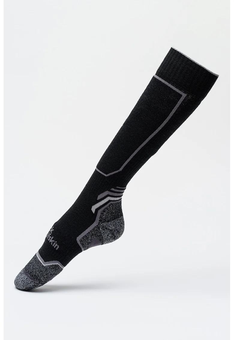 Sosete medii unisex din amestec de lana pentru ski, Negru/Gri inchis melange
