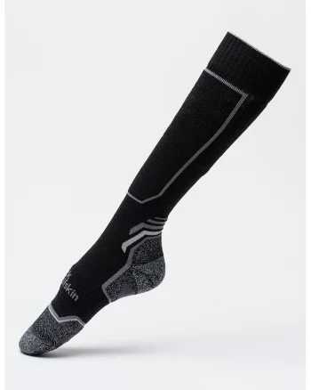 Sosete medii unisex din amestec de lana pentru ski, Negru/Gri inchis melange