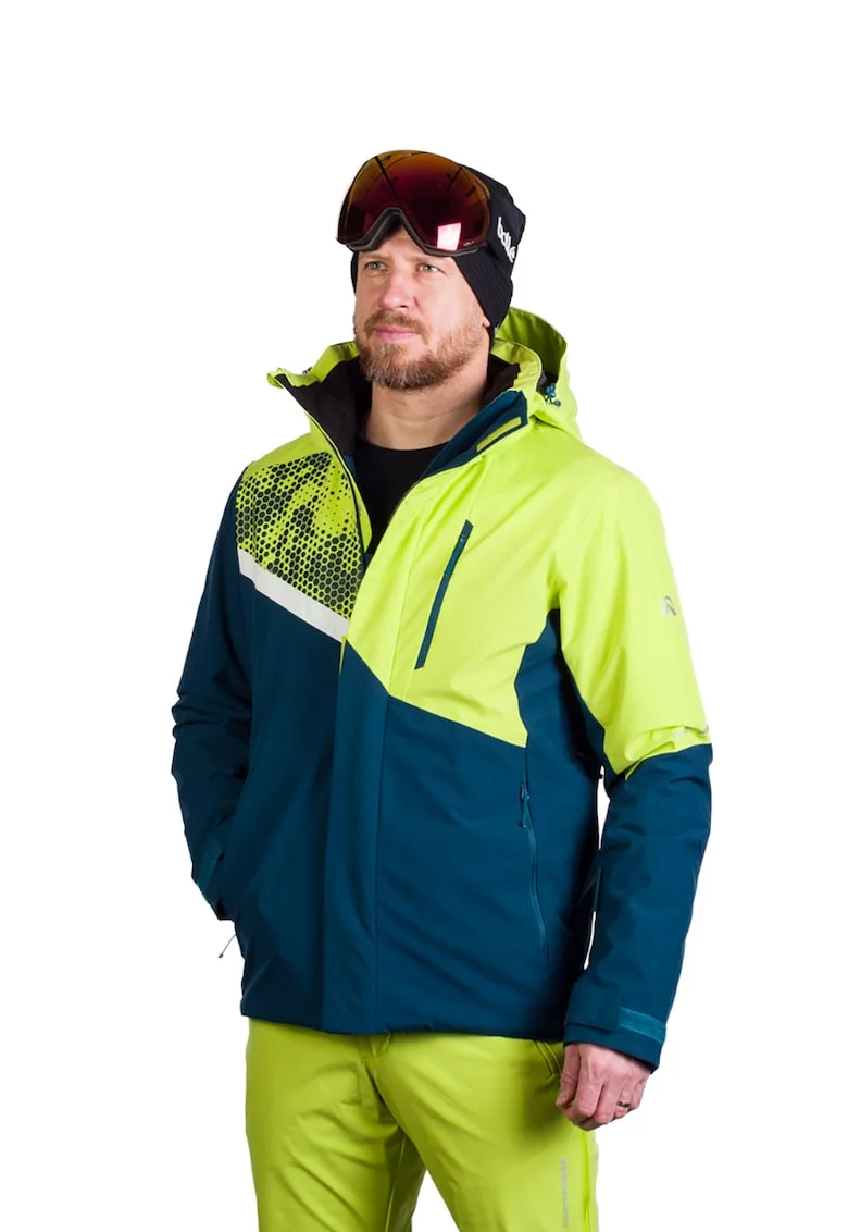 Jacheta izolata pentru schi, Verde neon/Albastru petrol