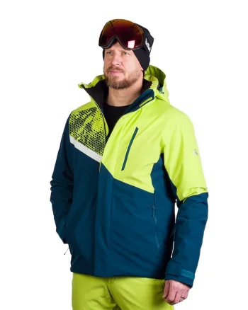 Jacheta izolata pentru schi, Verde neon/Albastru petrol