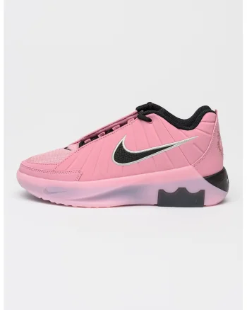 Pantofi Lebron Witness de piele ecologica cu garnituri din plasa pentru baschet, Negru/Roz prafuit
