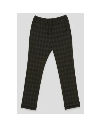 Pantaloni jogger in carouri cu snur in talie