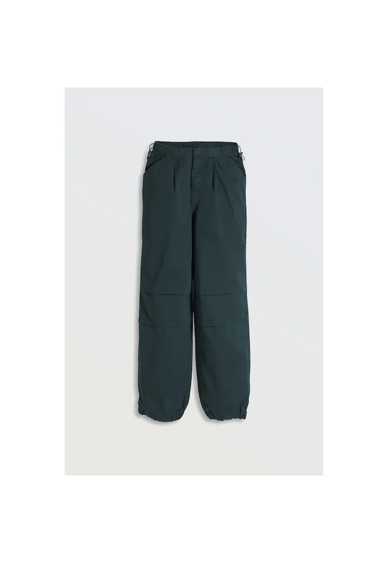 Pantaloni lungi uni cu talie medie si buzunare laterale