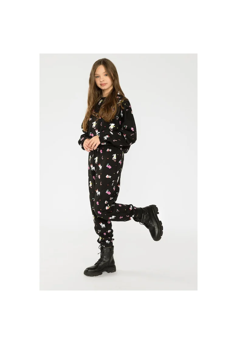 Pantaloni din amestec de bumbac cu imprimeu de Craciun