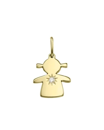 Pandantiv din aur de 14k decorat cu un diamant, Alb