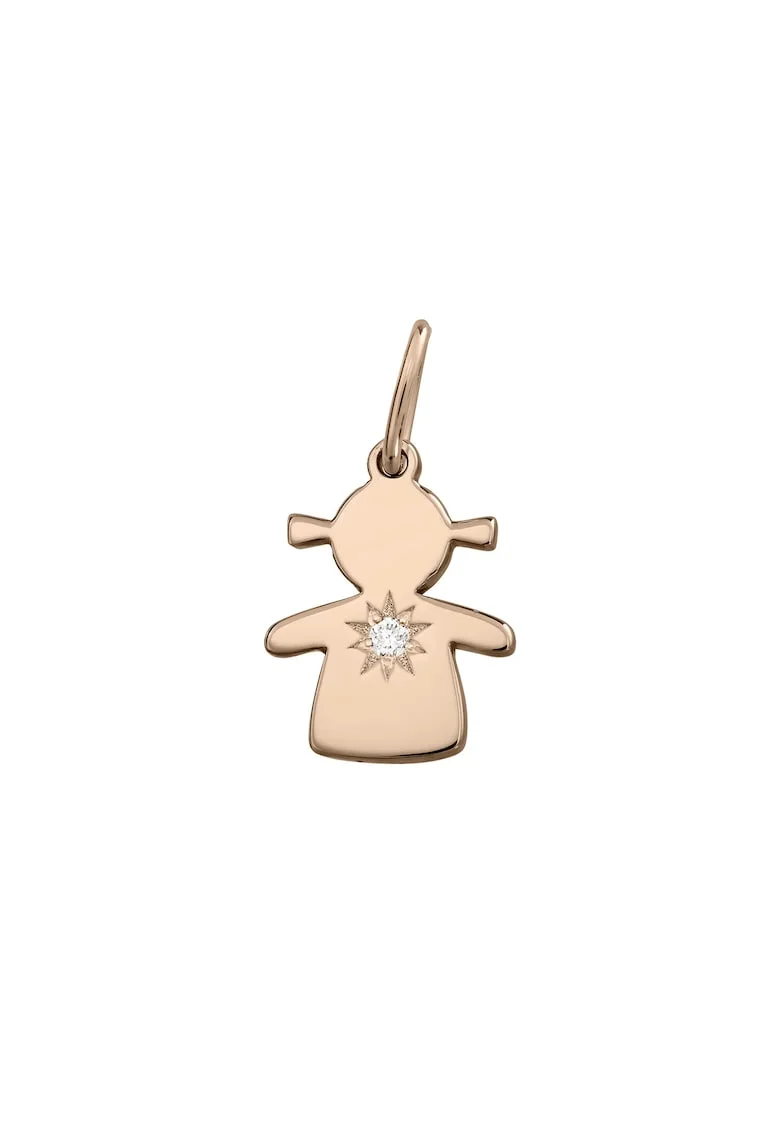 Pandantiv din aur de 14k decorat cu un diamant, Auriu rose