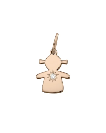 Pandantiv din aur de 14k decorat cu un diamant, Auriu rose