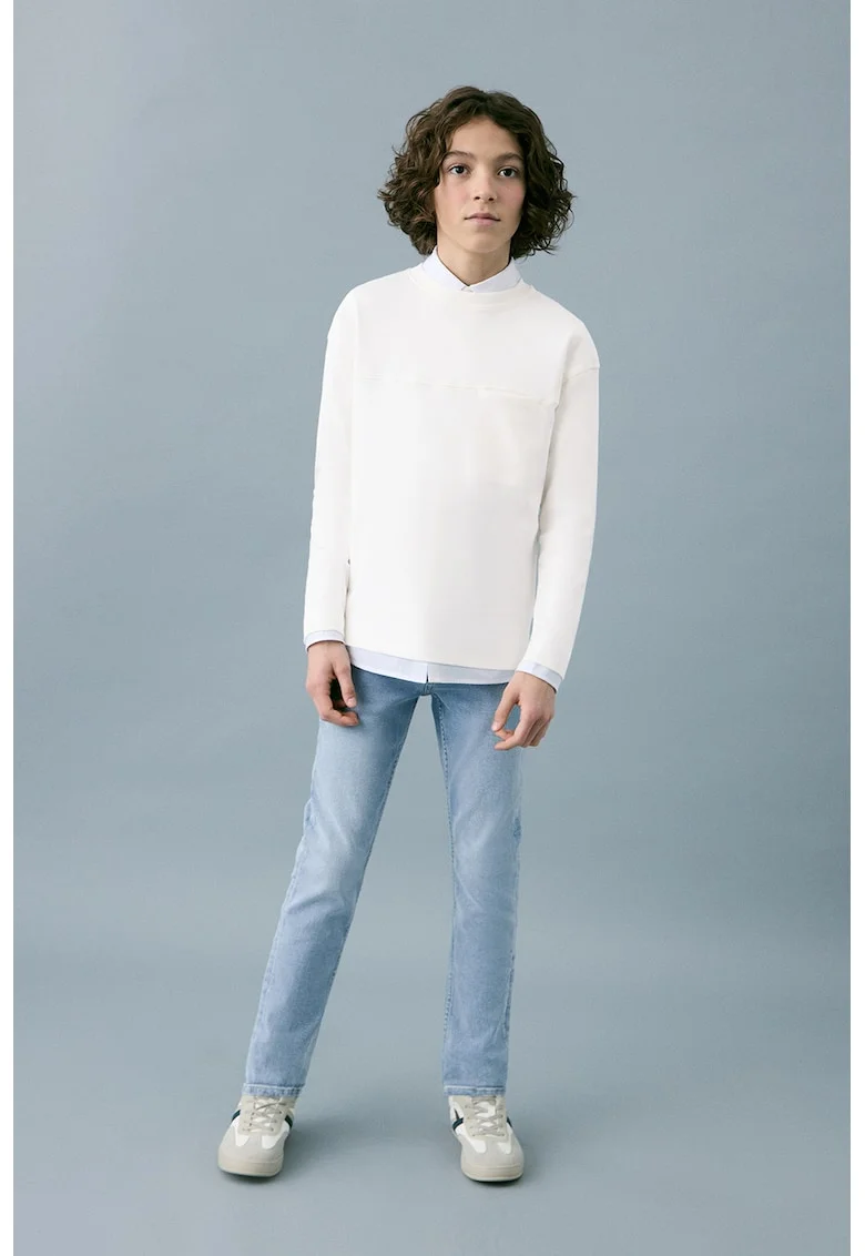 Blugi slim fit cu talie medie, Albastru deschis